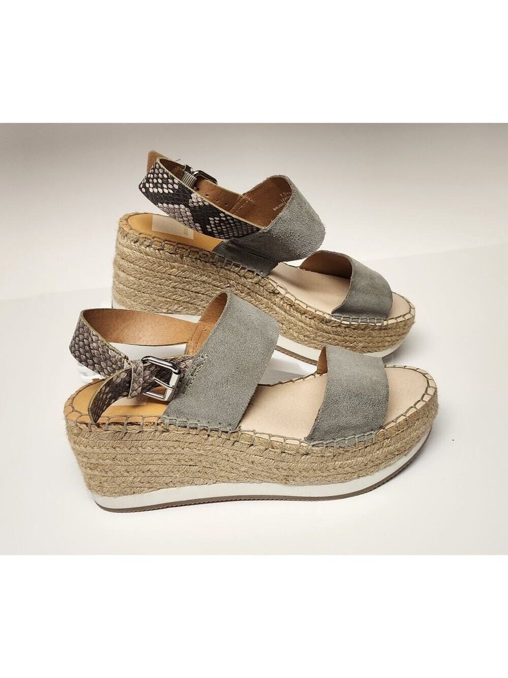 Dolce Vita Mauri Tan Suede Leather Elastic Band Wedge Espadrille Sandals 7.5M